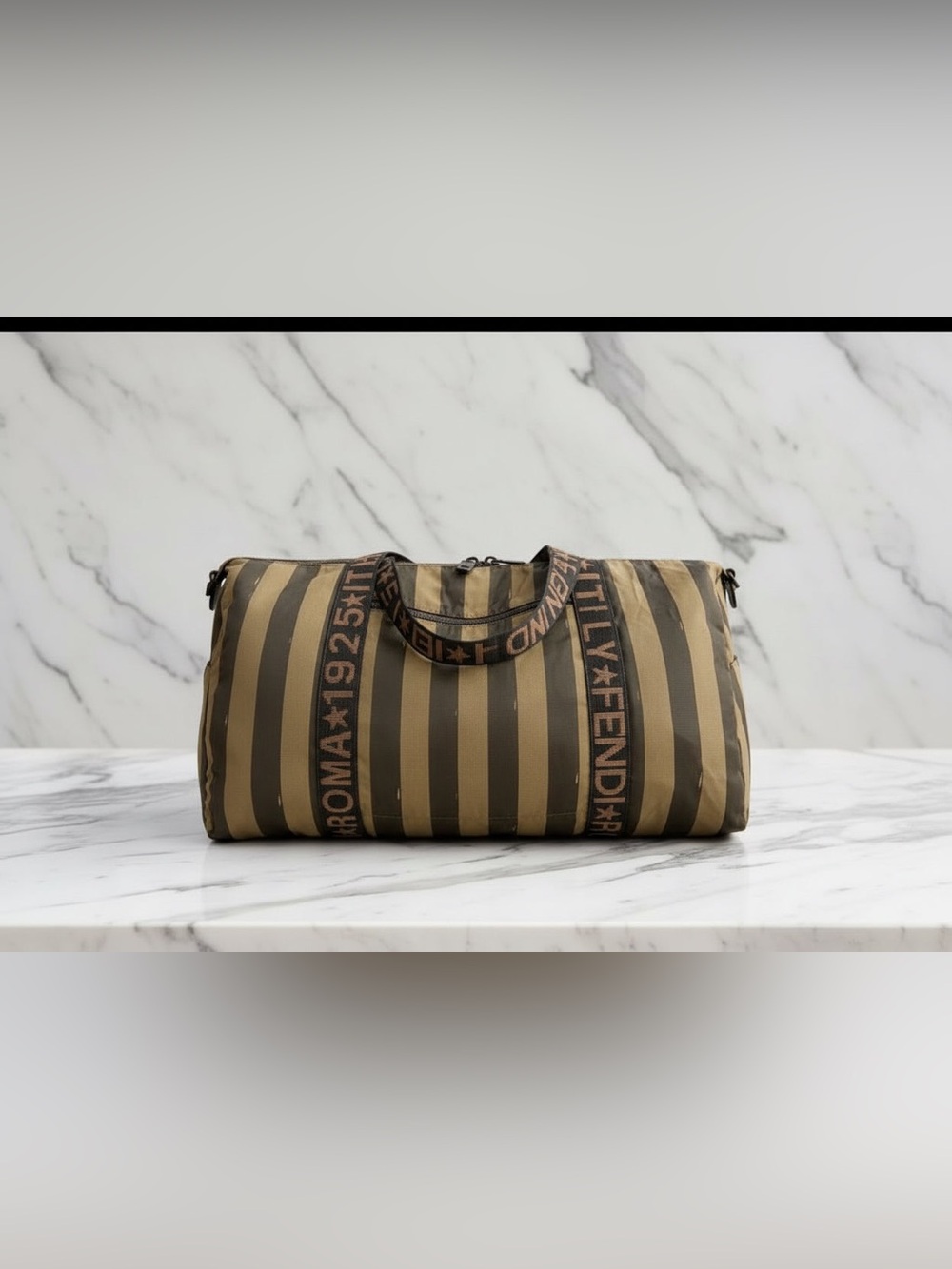 Authentic Vintage  FENDI  Roma 1925 Pequin striped canvas travel duffle bag